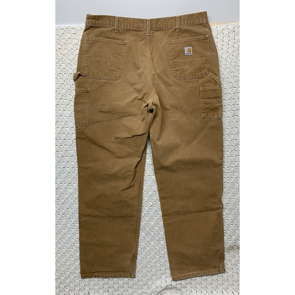 Vtg Carhartt Carpenter Pants Men 42x34 Apprx 40x33 Brown Double Knee Duck Canvas